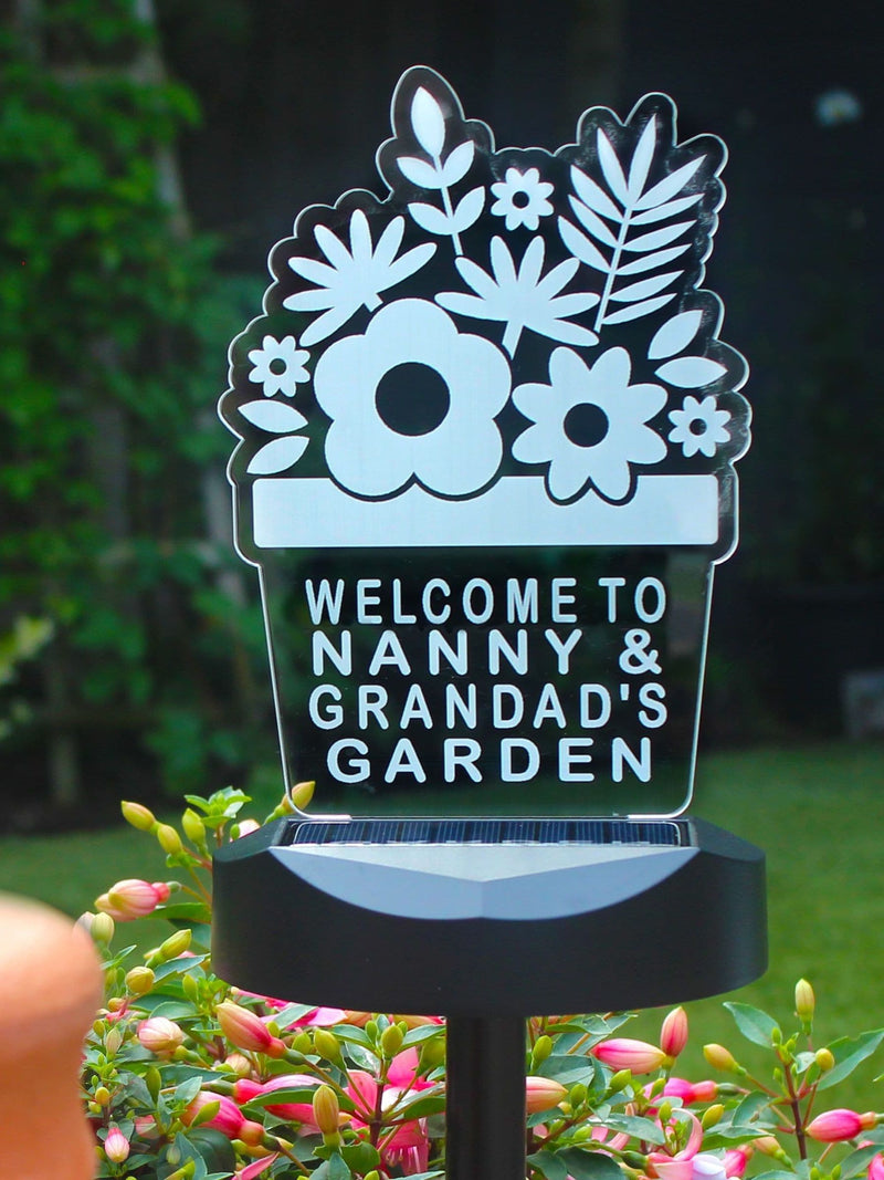 PMC personalised plant pot solar light outdoor, imported from the UK