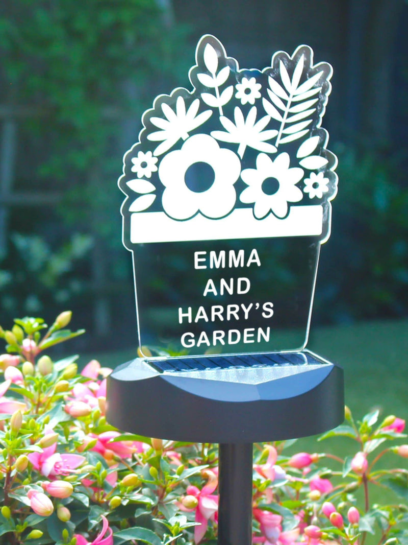 PMC personalised plant pot solar light outdoor, imported from the UK
