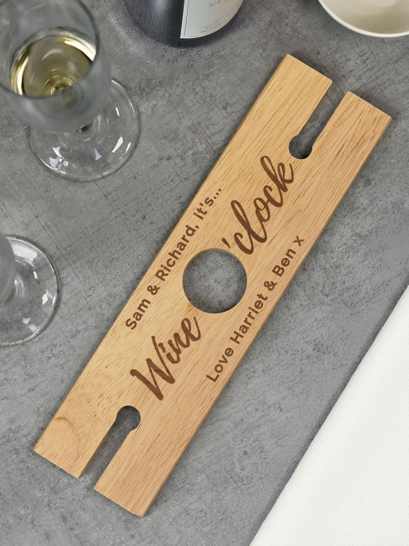 PMC personalised Wine O'clock glass and bottle holder, imported from the UK