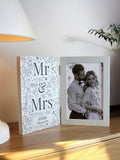 PMC personalised wedding wooden hinged 6x4 photo frame, imported from the UK