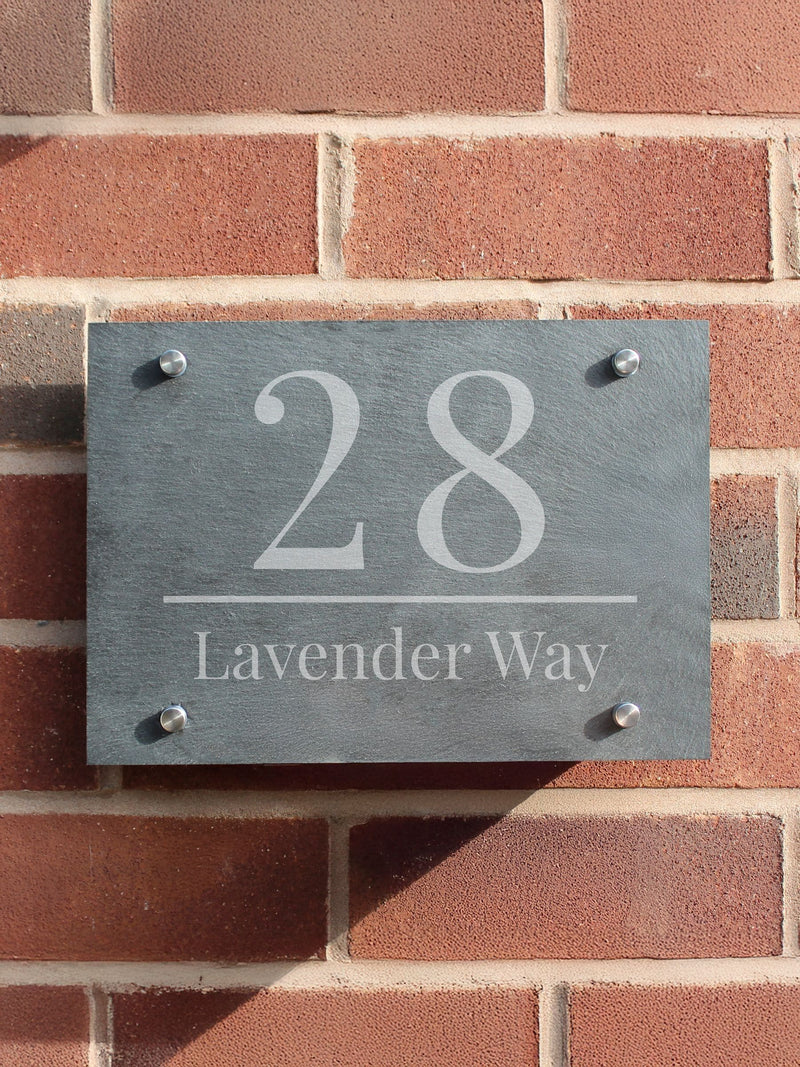 PMC personalised large number slate house sign 22x20cm, imported from the UK