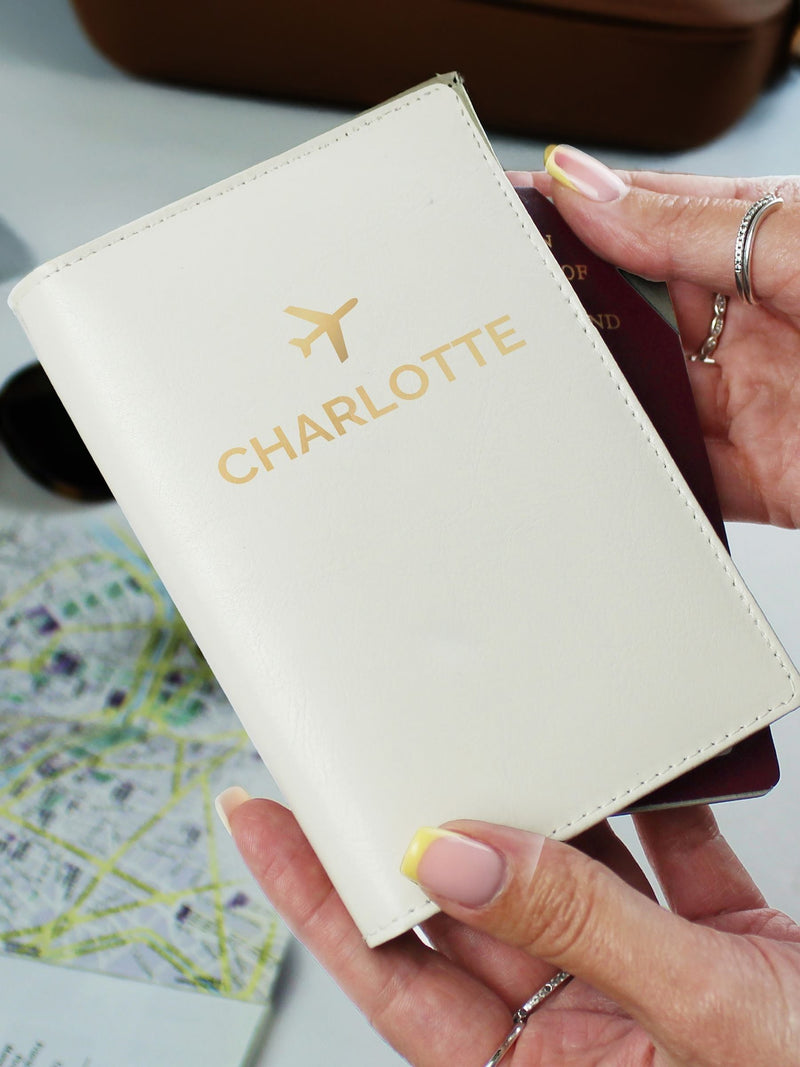 PMC personalised passport holder gold plane, imported from the UK