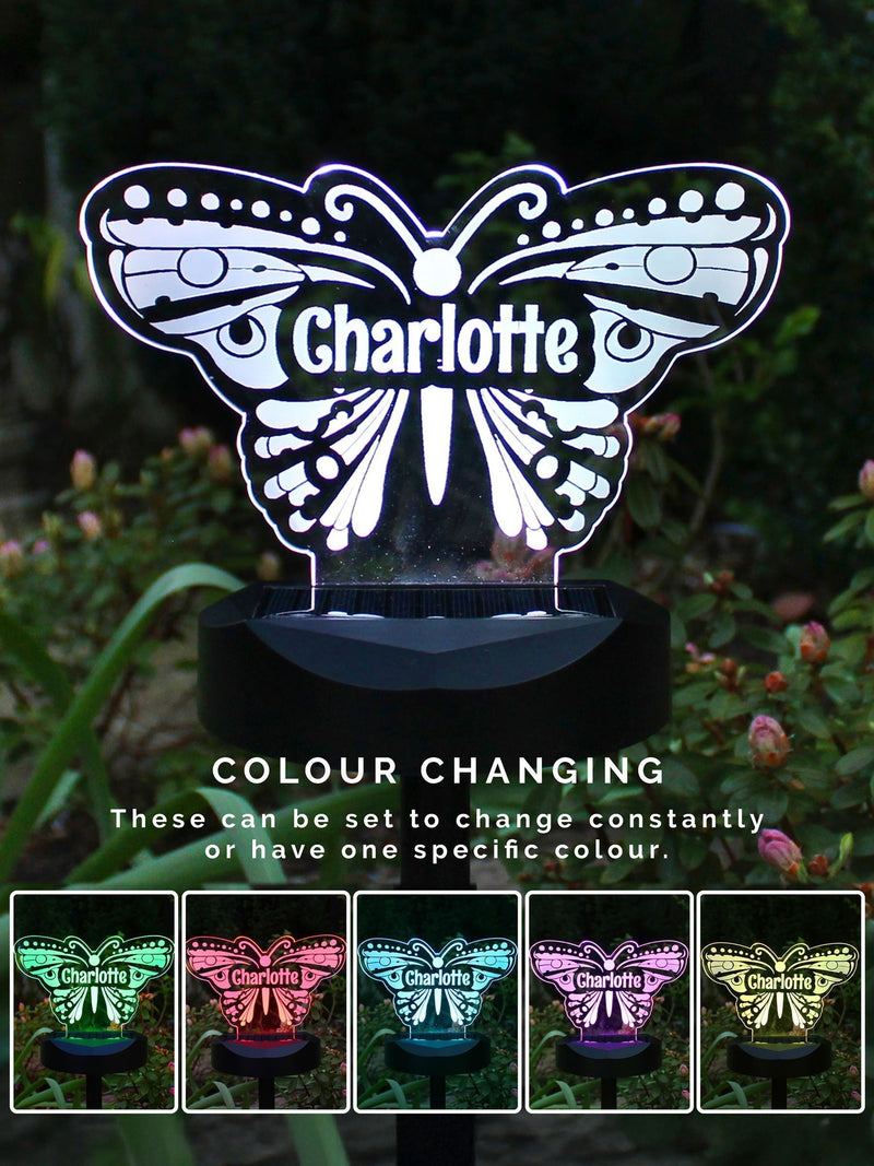 PMC butterfly solar light with personalisation, British product