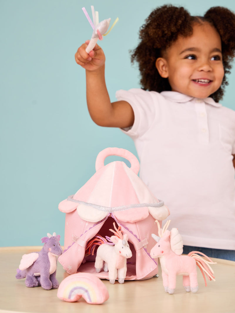JoJo Maman Bébé unicorn playset tent with plush characters - British product