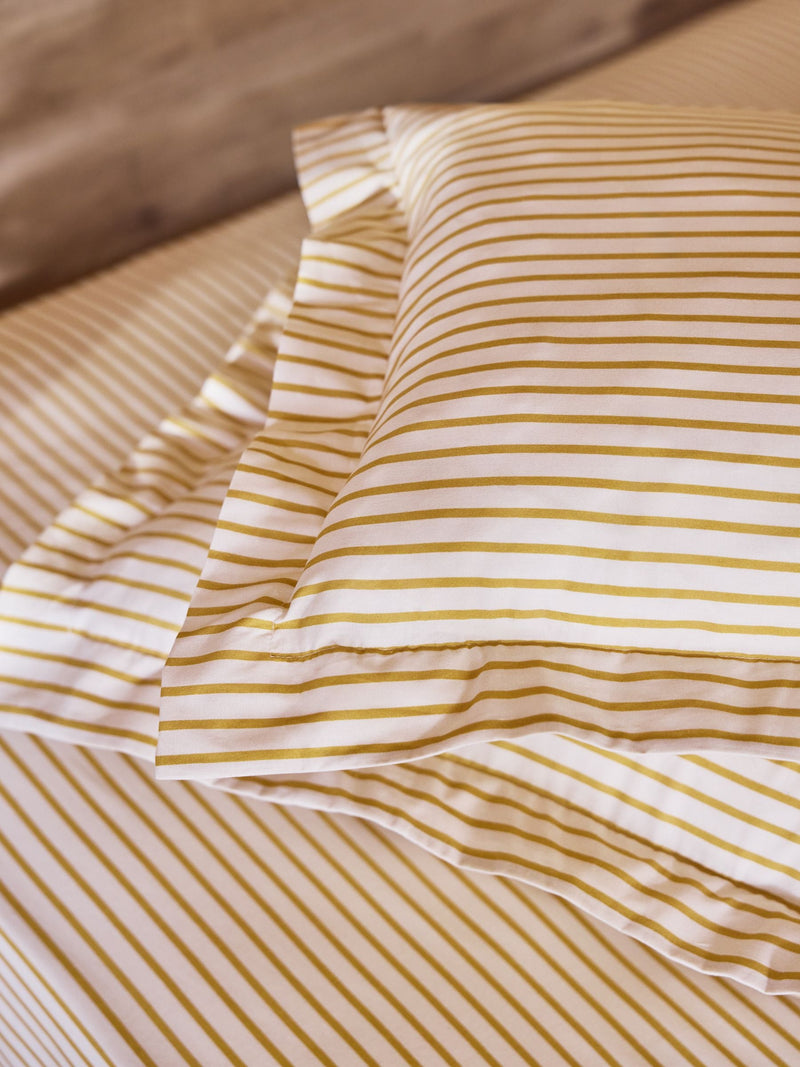 FatFace ochre stripe pillowcase set of 2 (British brand)