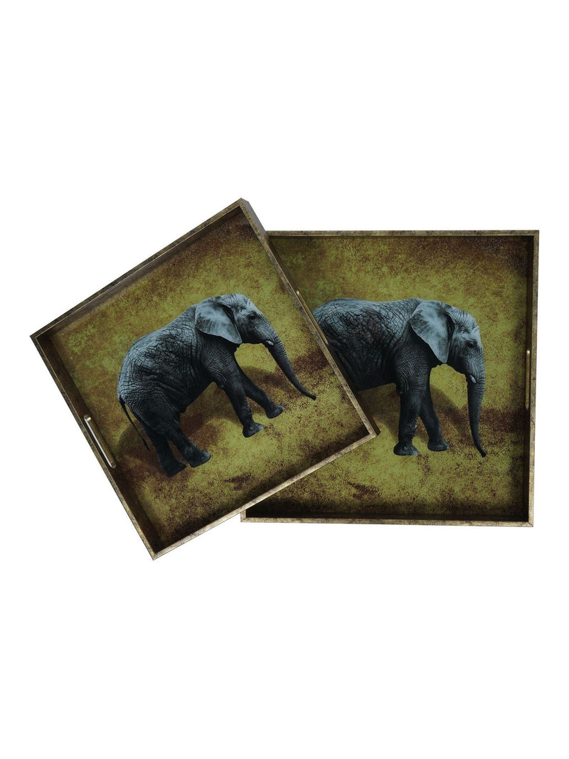Libra Interiors gold elephant decorative nesting trays set of 2, UK version
