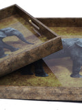 Libra Interiors gold elephant decorative nesting trays set of 2, UK version