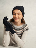 Hobbs black Carys knit hat with faux fur pom, UK version