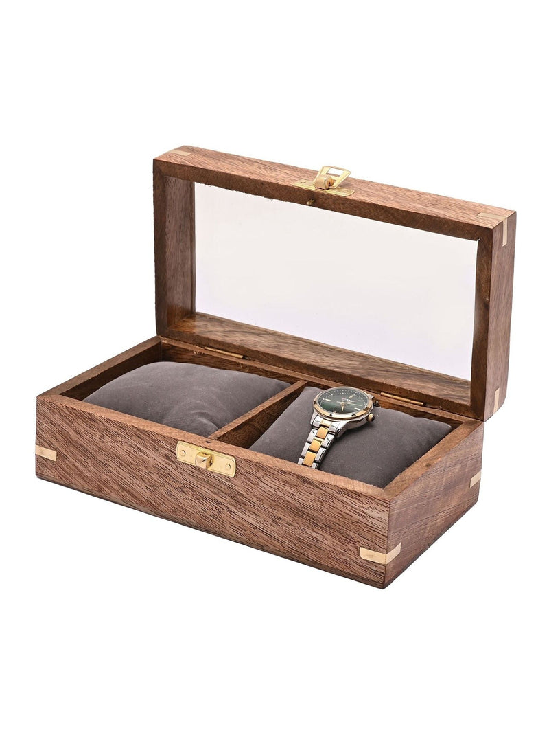 Harvey Makin Brown Wooden Watch Box 21.5x12.5x10cm, UK version