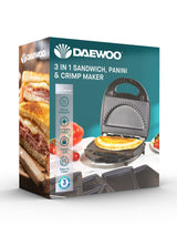 Next Daewoo Black 3-in-1 Sandwich Panini and Crimp Maker- Buy online at McGrocer
