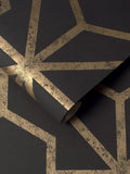 Graham & Brown Rinku black gold geometric wallpaper 10m, imported from the UK