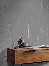 Next Graham & Brown Grey Rose Gold Palais Wallpaper 10M- Buy online at McGrocer