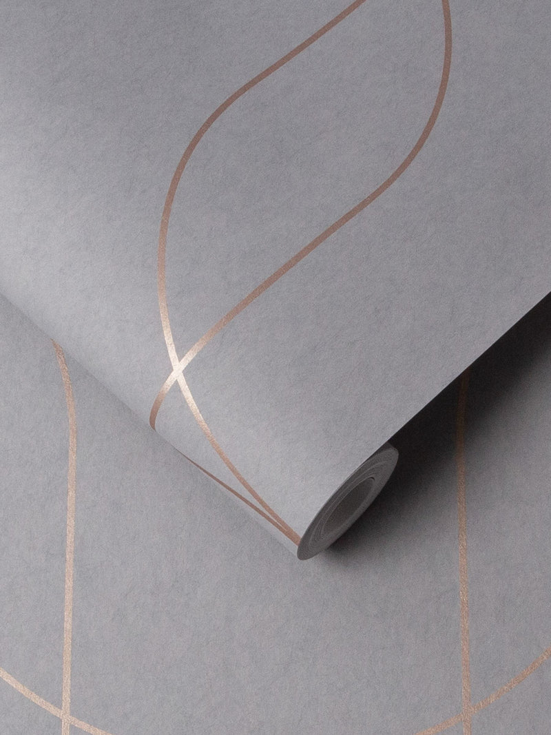 Graham & Brown Palais wallpaper grey rose gold 10m - British product