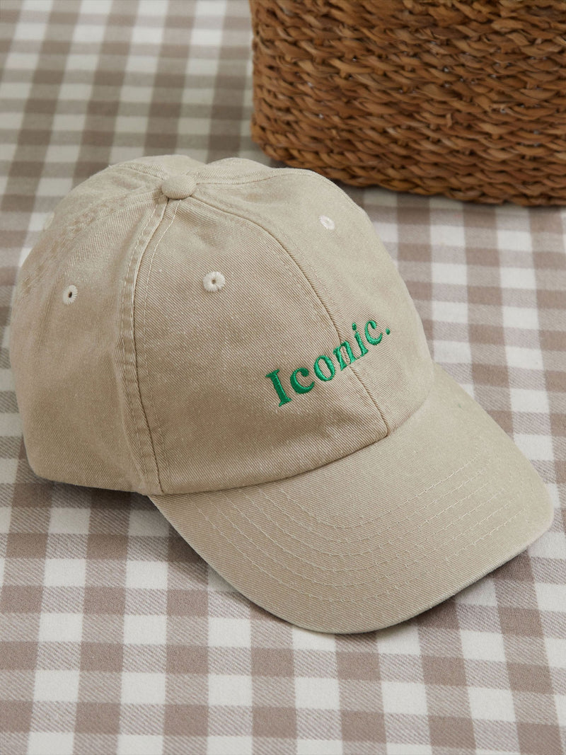 Made Yours personalised embroidered cream baseball cap, UK version