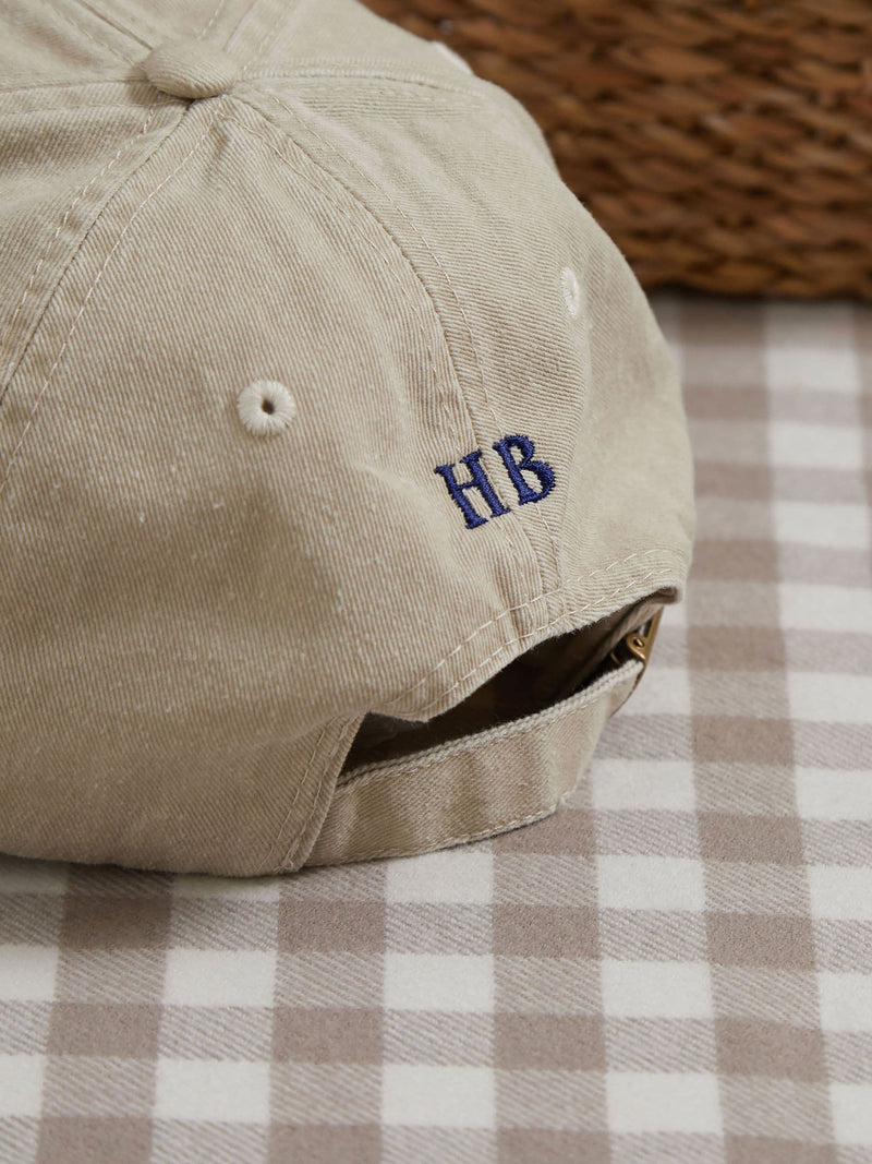 Made Yours personalised embroidered cream baseball cap, UK version