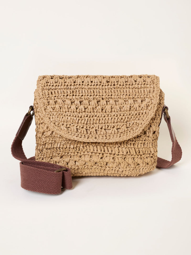 FatFace natural raffia crossbody handbag, UK version