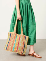 Next FatFace Multi Stripe Straw Tote Bag- Buy online at McGrocer