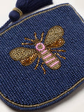 FatFace navy bee beaded purse (British brand)