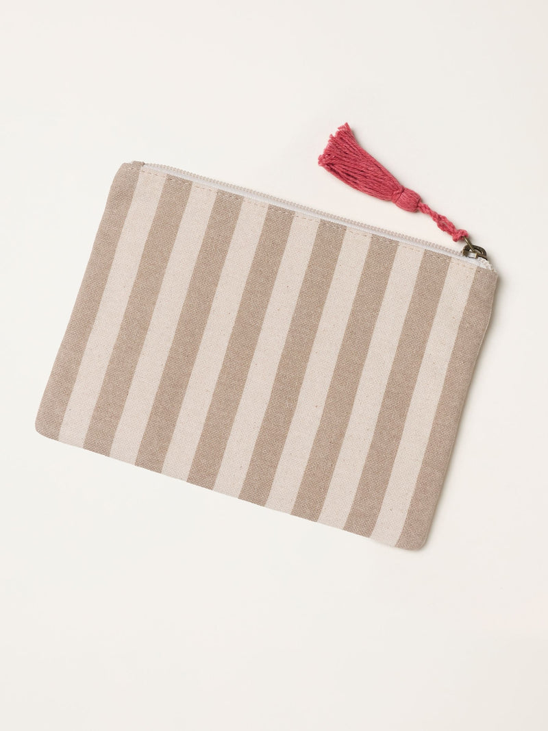 FatFace beige sun embroidered stripe pouch (British brand)