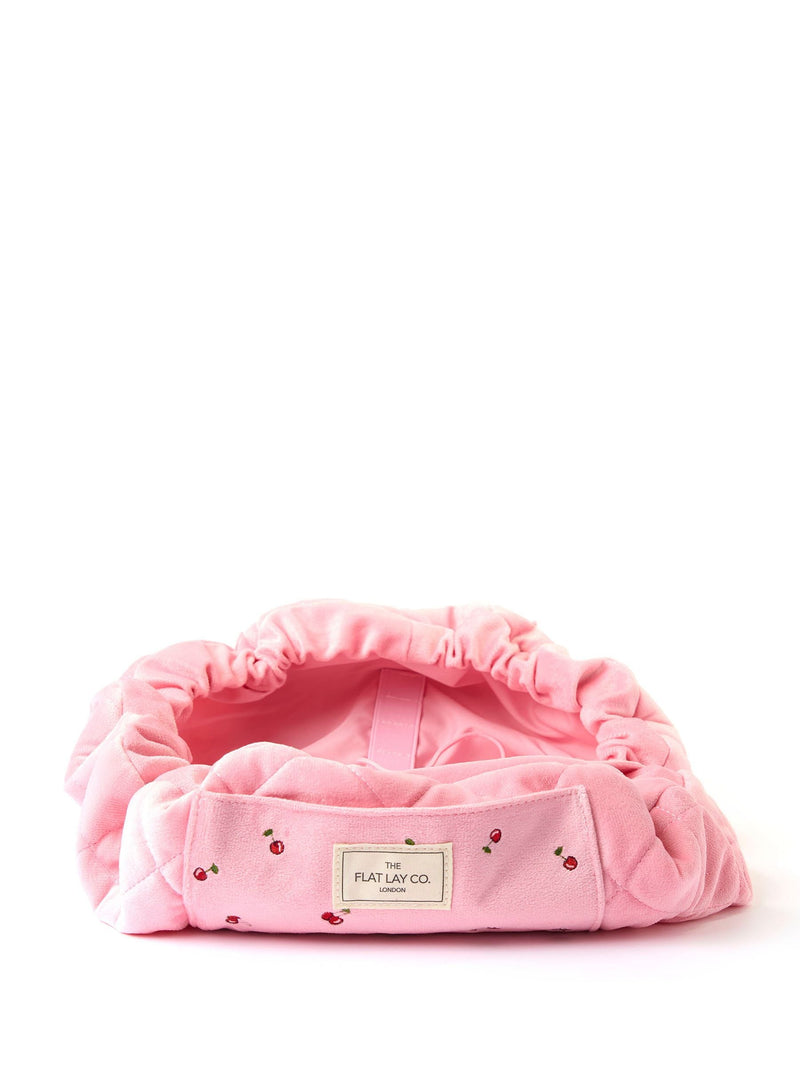 The Flat Lay Co. embroidered velvet drawstring makeup bag, UK version