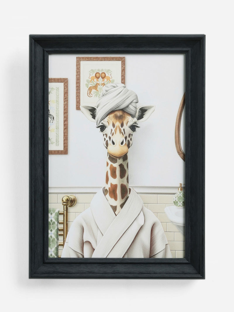 Neutral giraffe framed wall art 25cm by 35cm, imported from the UK