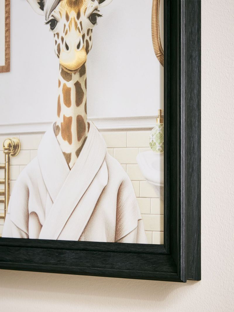 Neutral giraffe framed wall art 25cm by 35cm, imported from the UK