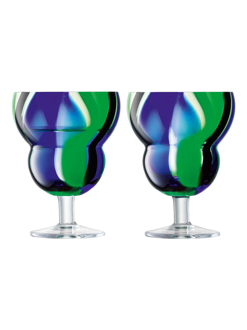 LSA International Blue Folk 230ml water wine glasses (British brand)