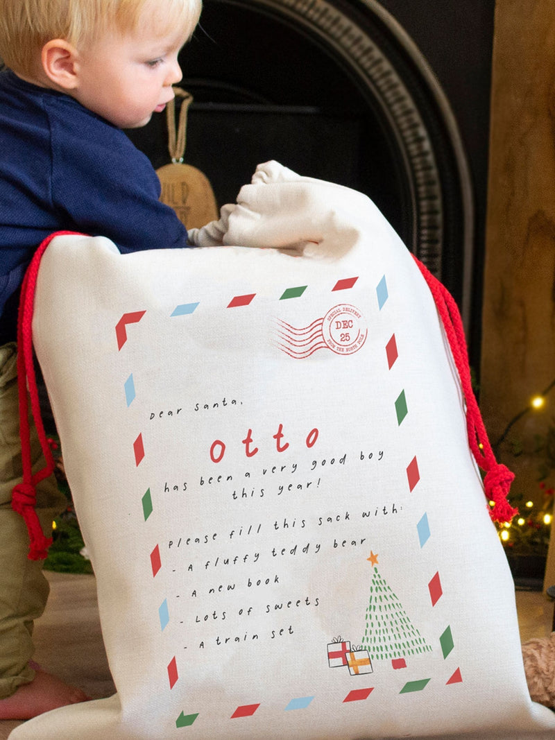 Solesmith personalised Christmas list sack (British brand)