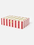 Oliver Bonas burgundy resin harlequin diamond jewellery box, imported from the UK
