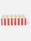 Oliver Bonas burgundy resin harlequin diamond jewellery box, imported from the UK