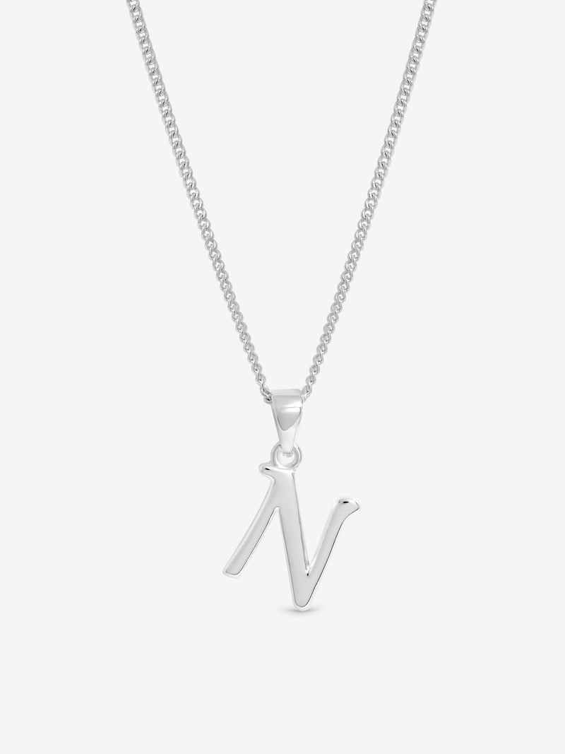 Simply Silver initial pendant N in sterling silver (British brand)