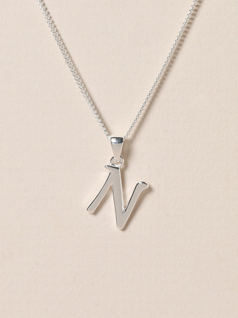 Simply Silver initial pendant N in sterling silver (British brand)