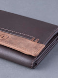 Lakeland Leather brown stitch tri-fold wallet, imported from the UK