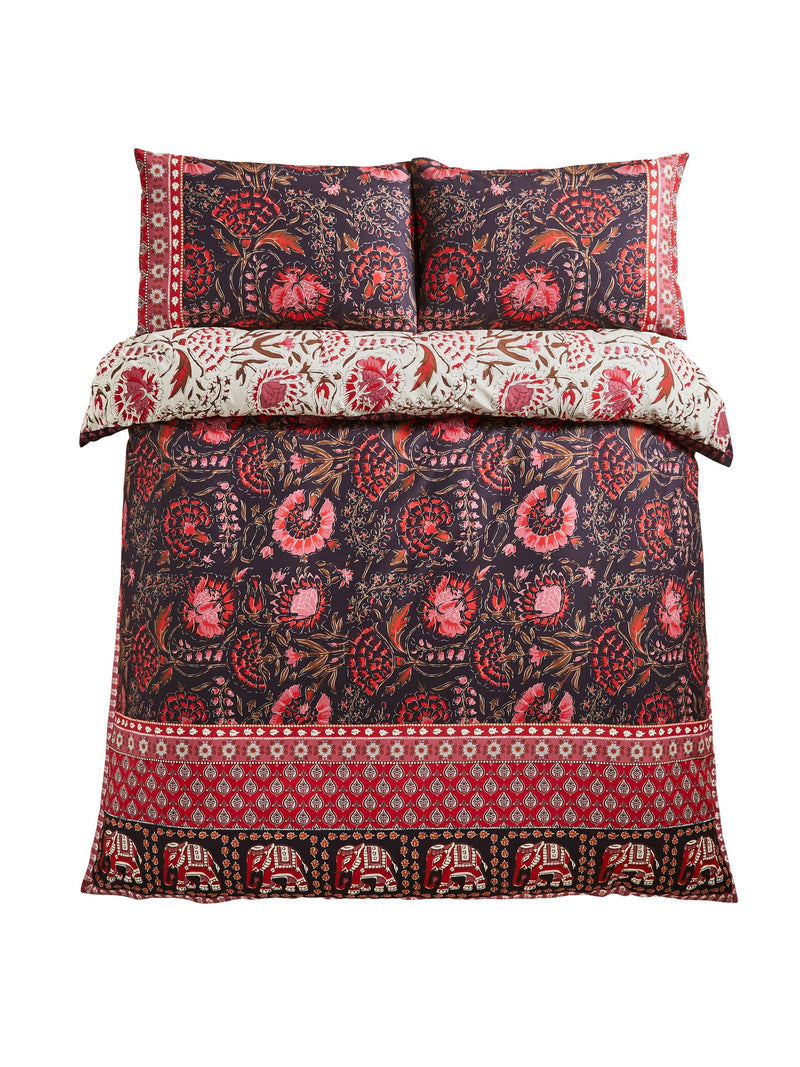 Joe Browns purple floral bohemia border print reversible duvet set, UK version
