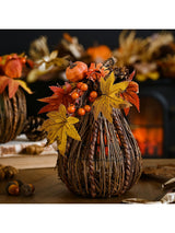 Next Country Living Orange Handmade Rattan Tall Pumpkin Autumn Decoration 20cm- Buy online at McGrocer
