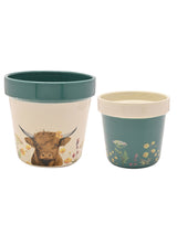 Next Country Living Set of 2 Cream Highland Cow & Wildflower Planters- Buy online at McGrocer