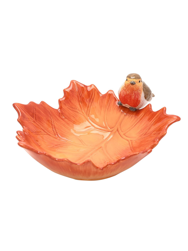 Country Living ceramic serving bowl with orange robin leaf design 27.5cm - British product