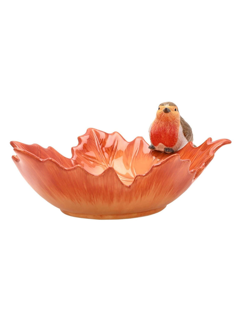 Country Living ceramic serving bowl with orange robin leaf design 27.5cm - British product