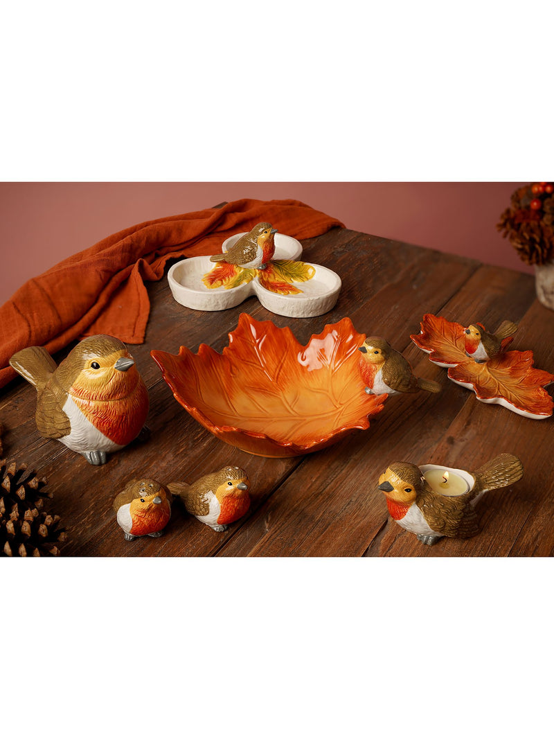 Country Living ceramic serving bowl with orange robin leaf design 27.5cm - British product