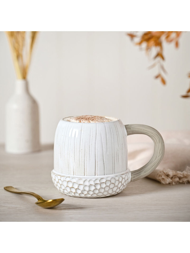 Country Living white acorn-shaped ceramic mugs set of 2 - British product