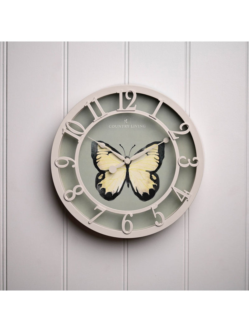 Country Living green butterfly outdoor clock 25cm - British product