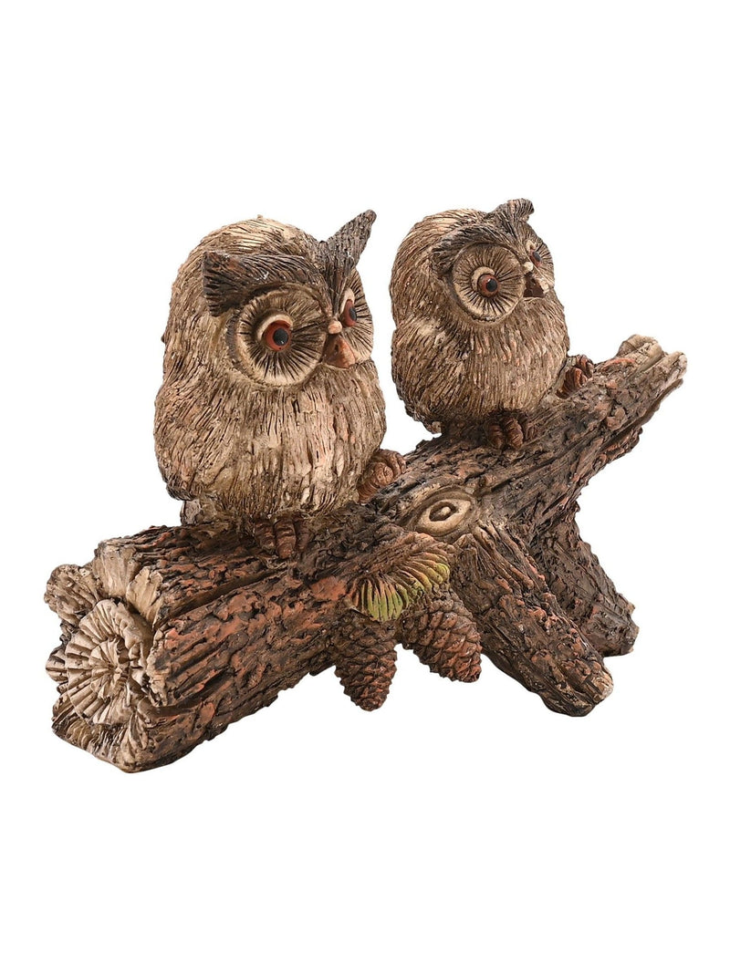 Country Living brown 2 owls on a branch ornament 12x11x5cm - British product