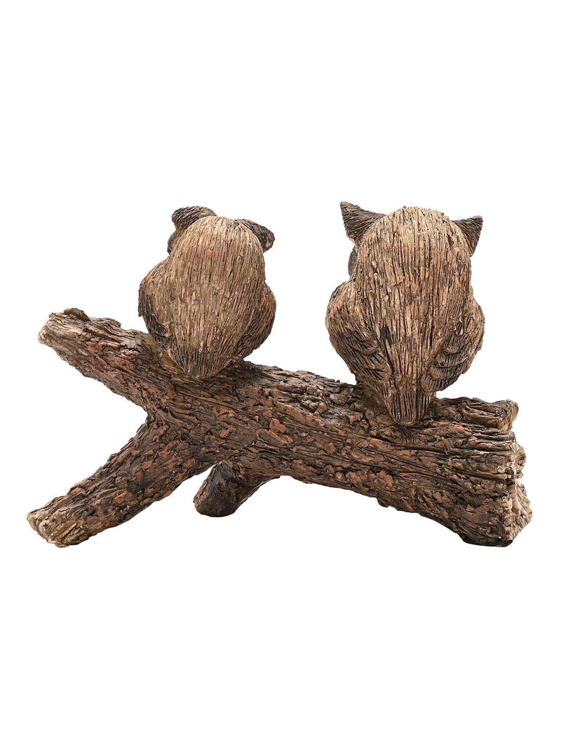 Country Living brown 2 owls on a branch ornament 12x11x5cm - British product