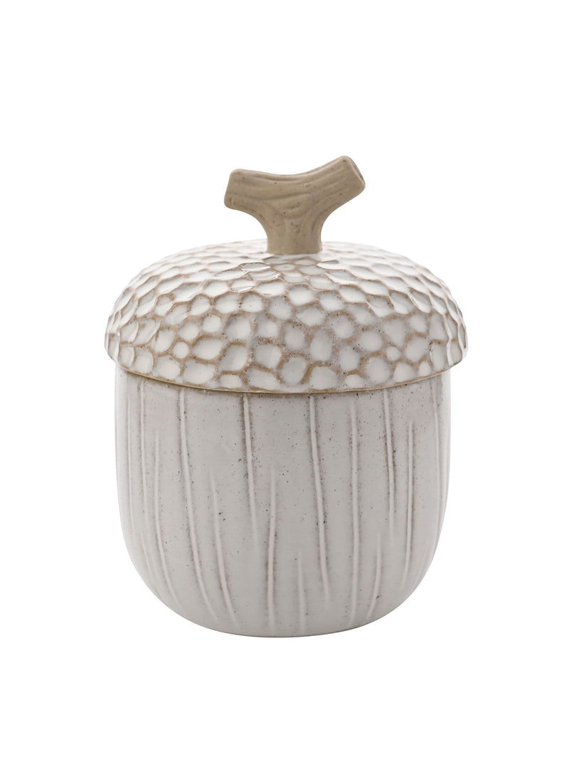 White small acorn ceramic storage jar - British product