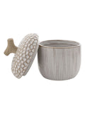 White small acorn ceramic storage jar - British product