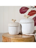 White small acorn ceramic storage jar - British product