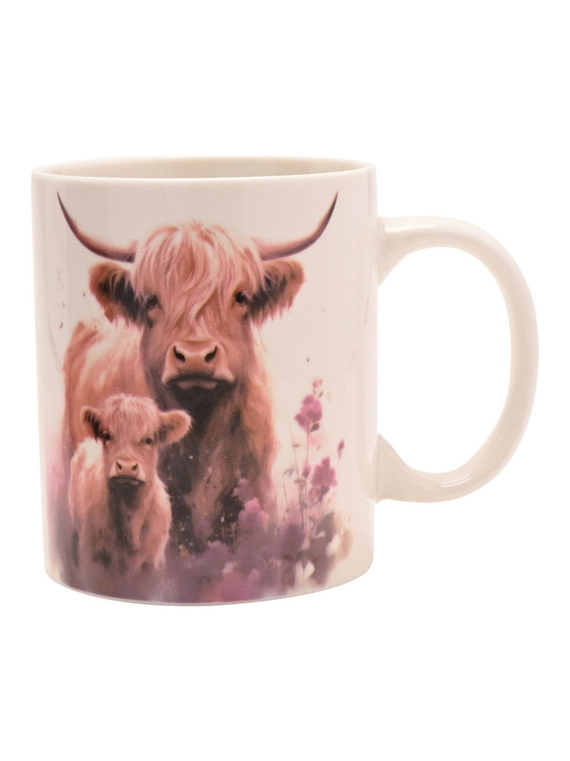 Country Living Highland cow and calf mug 9.5cm - British product