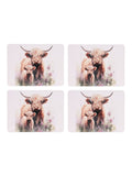 Country Living Highland cow and calf placemats set of 4 (British brand)