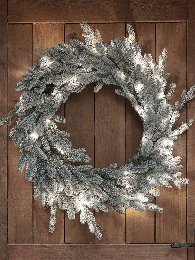 Lights4fun pre lit outdoor snowy Christmas wreath 60cm, UK version