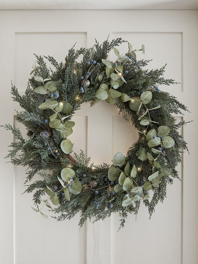 Next Lights4fun Pre Lit Berry and Pinecone Christmas Wreath 66cm- Buy online at McGrocer